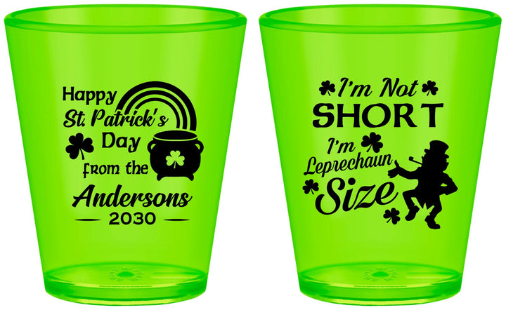 Custom St Patricks Day Plastic Shot Glasses - Leprechaun | 200001