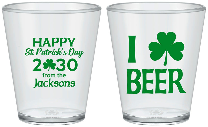Custom St Patricks Day Plastic Shot Glasses - Clover Irish | 200003