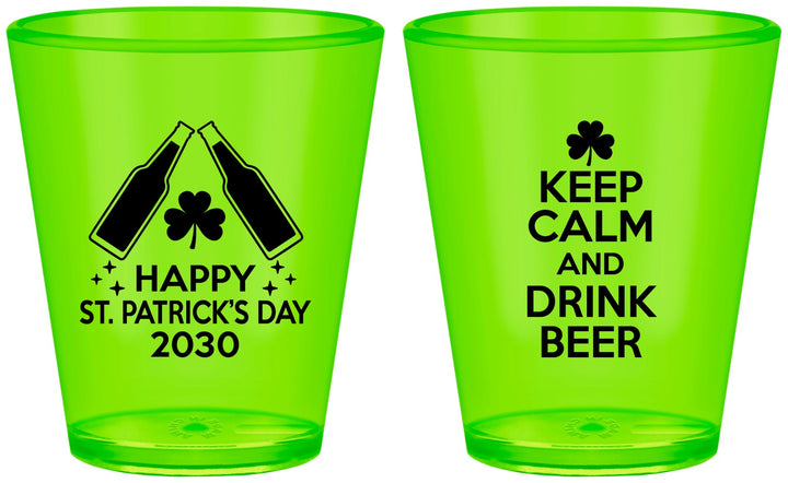 Custom St Patricks Day Plastic Shot Glasses - Clover Irish | 200005