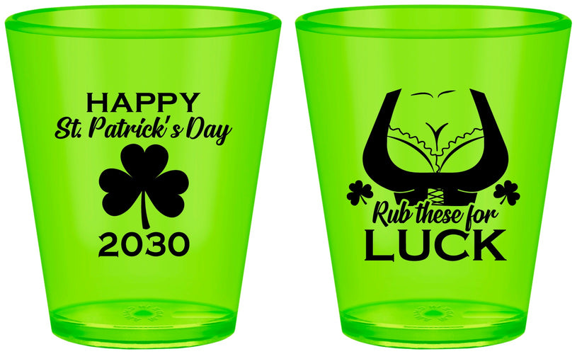 Custom St Patricks Day Plastic Shot Glasses - Clover Irish | 200008