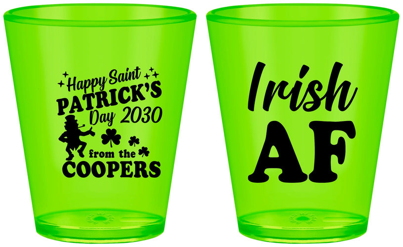 Custom St Patricks Day Plastic Shot Glasses - Irish Af Leprechaun | 200012