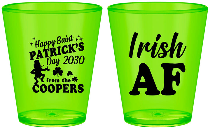 Custom St Patricks Day Plastic Shot Glasses - Irish Af Leprechaun | 200012