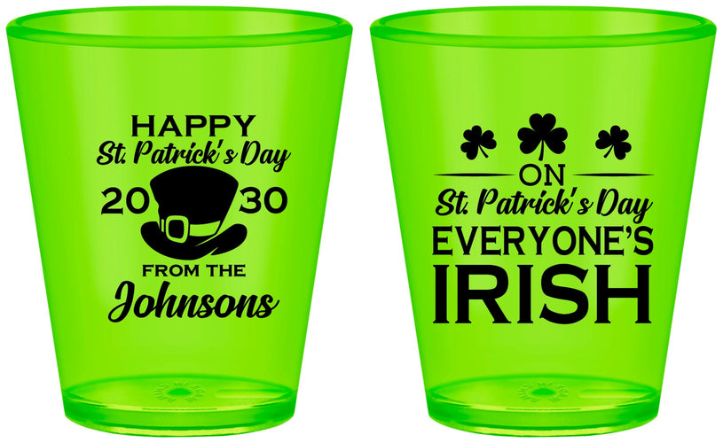 Custom St Patricks Day Plastic Shot Glasses - Irish Leprechaun | 200013