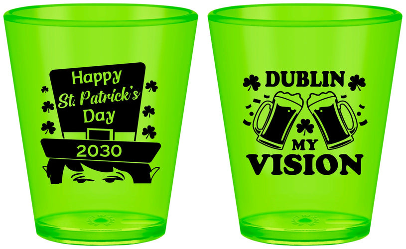 Custom St Patricks Day Plastic Shot Glasses - Dublin My Vision | 200016