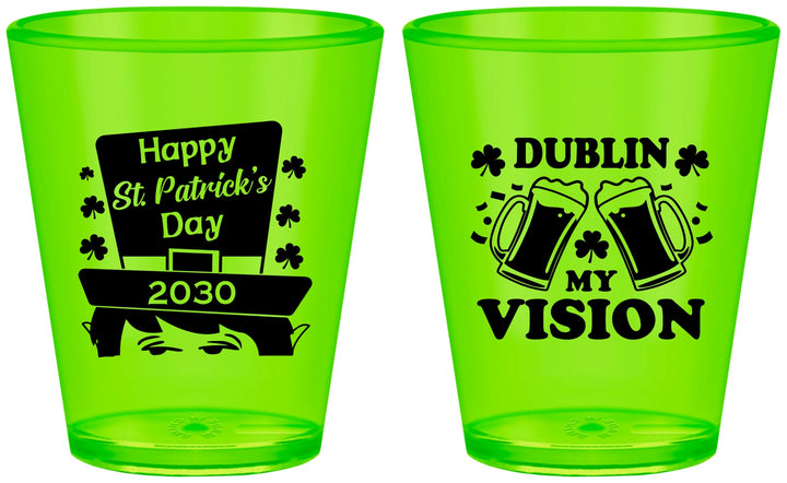 Custom St Patricks Day Plastic Shot Glasses - Dublin My Vision | 200016