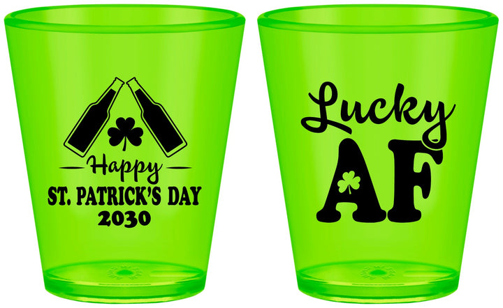 Custom St Patricks Day Plastic Shot Glasses - Lucky Af | 200017