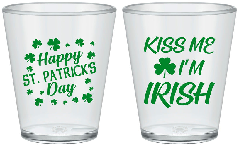 Custom St Patricks Day Plastic Shot Glasses - Kiss Me I Am Irish | 200018