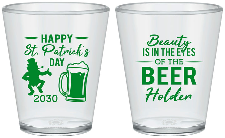Custom St Patricks Day Plastic Shot Glasses - Leprechaun | 200019