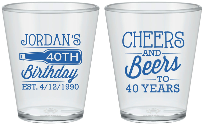 Custom Birthday Plastic Shot Glasses - Cheers Beers To 40 Years | 20002