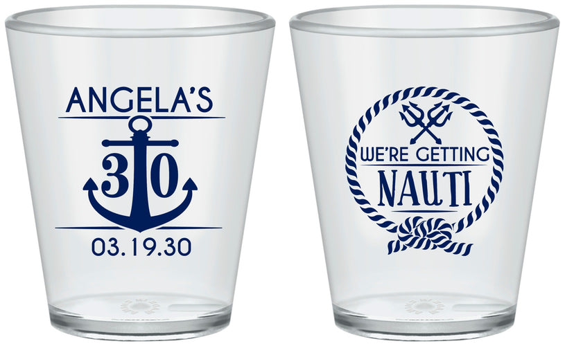 Custom Birthday Plastic Shot Glasses - 30th Nautical | 20010