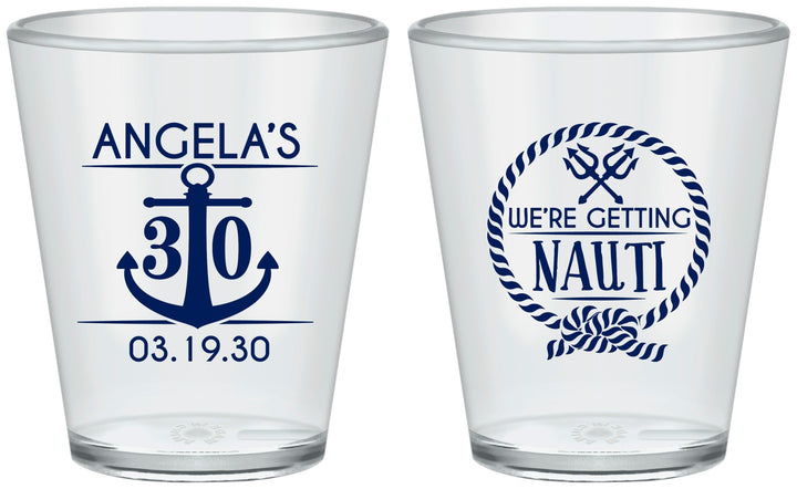 Custom Birthday Plastic Shot Glasses - 30th Nautical | 20010