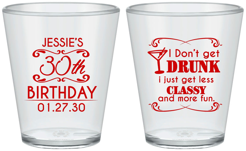 Custom Birthday Plastic Shot Glasses - Dirty 30 | 20011