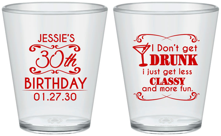 Custom Birthday Plastic Shot Glasses - Dirty 30 | 20011