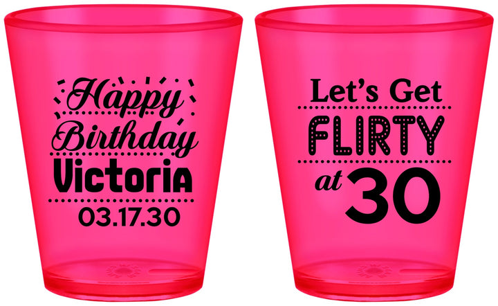 Custom Birthday Plastic Shot Glasses - Flirty At 30 | 20015