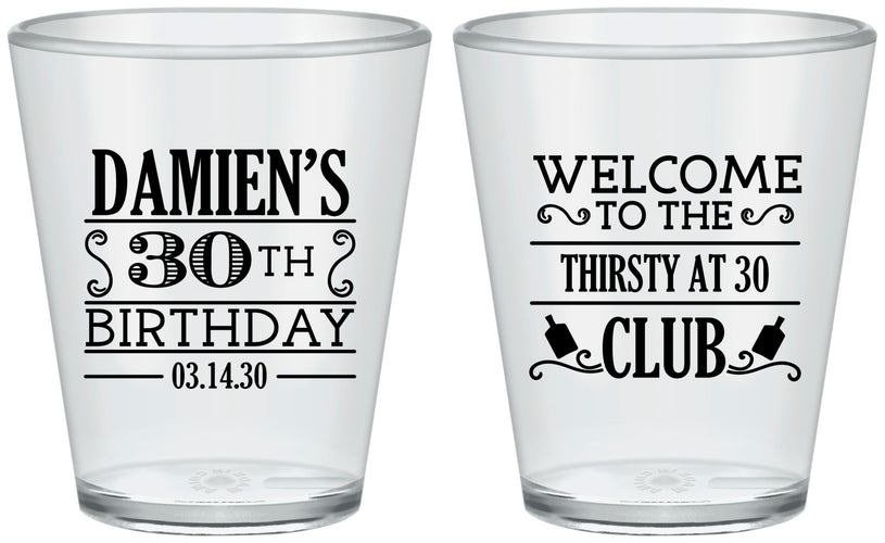 Custom Birthday Plastic Shot Glasses - 30th | 20016