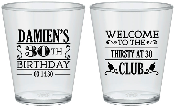 Custom Birthday Plastic Shot Glasses - 30th | 20016
