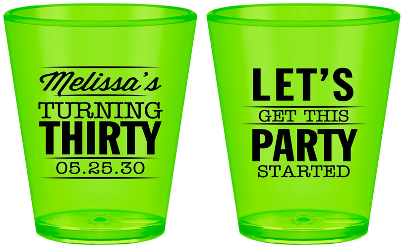 Custom Birthday Plastic Shot Glasses - 30th | 20017