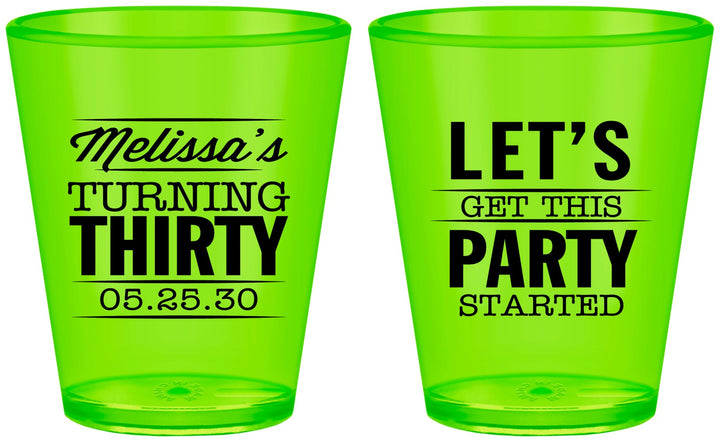 Custom Birthday Plastic Shot Glasses - 30th | 20017