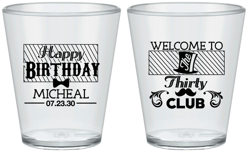Custom Birthday Plastic Shot Glasses - 30th | 20018
