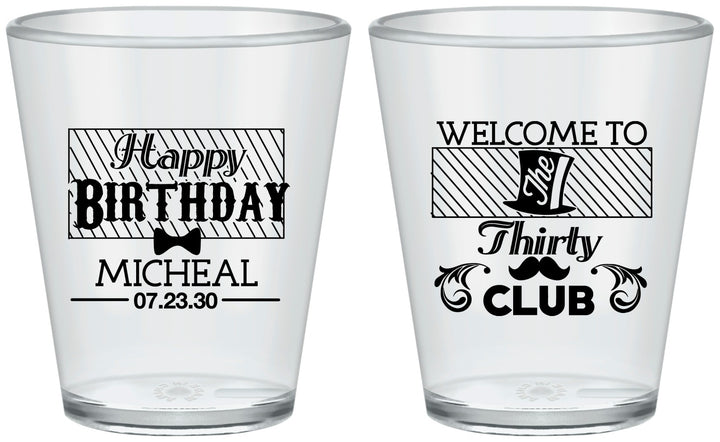 Custom Birthday Plastic Shot Glasses - 30th | 20018