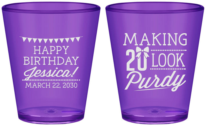 Custom Birthday Plastic Shot Glasses - 20th | 20021