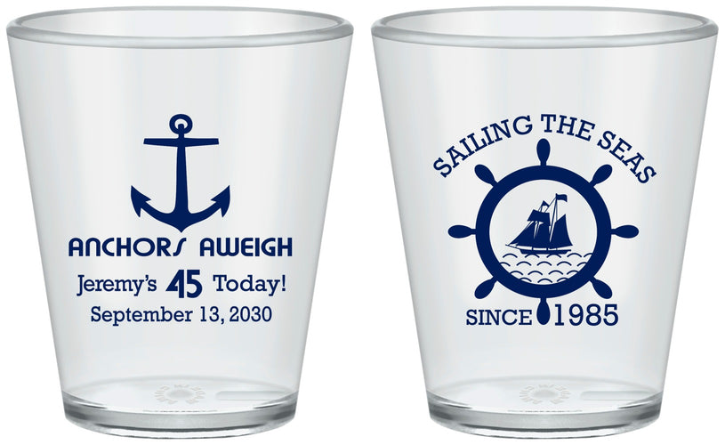 Custom Birthday Plastic Shot Glasses - 45th Nautical | 20023