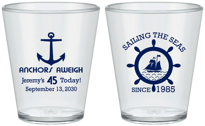 Custom Birthday Plastic Shot Glasses - 45th Nautical | 20023
