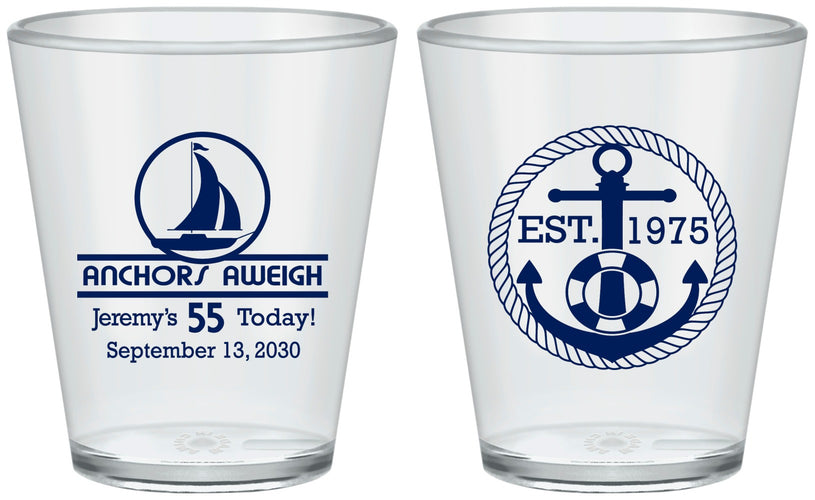 Custom Birthday Plastic Shot Glasses - 55th Nautical | 20025