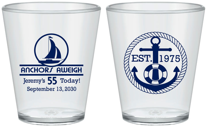 Custom Birthday Plastic Shot Glasses - 55th Nautical | 20025
