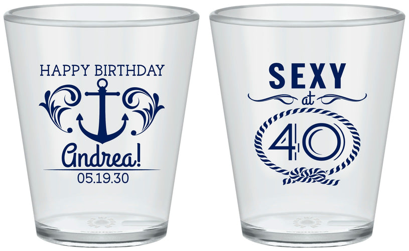 Custom Birthday Plastic Shot Glasses - Sexy At 40 | 20027