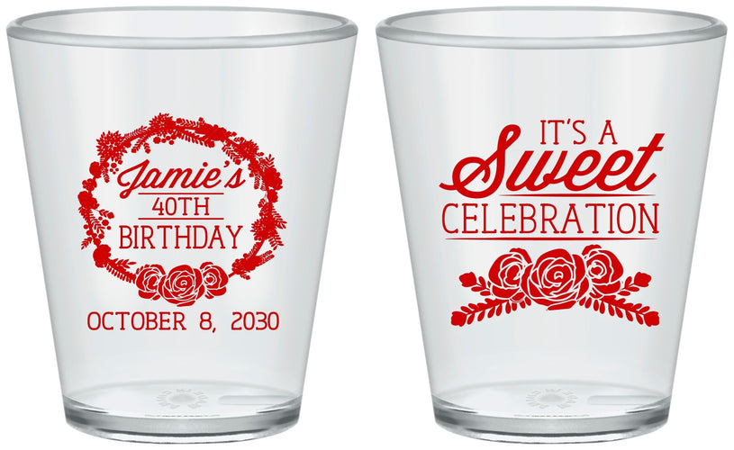 Custom Birthday Plastic Shot Glasses - 40th | 20040