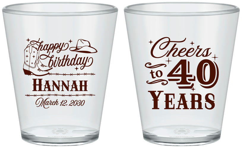 Custom Birthday Plastic Shot Glasses - 40th | 20042
