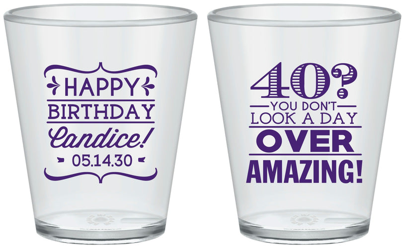 Custom Birthday Plastic Shot Glasses - 40th | 20044