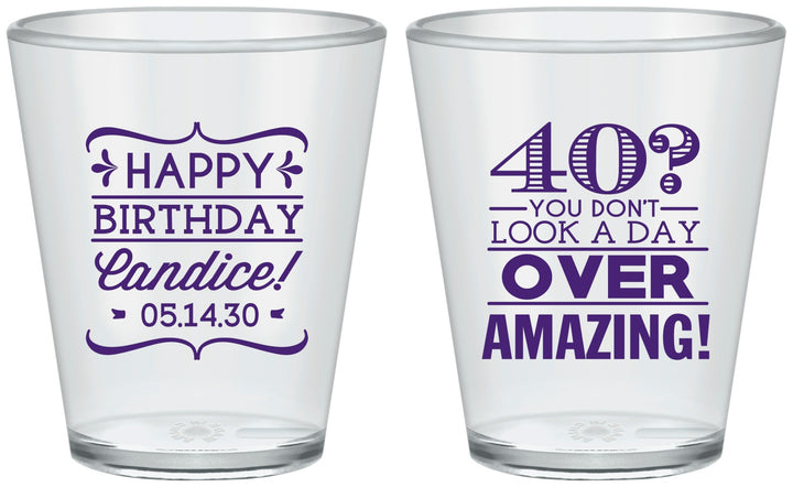 Custom Birthday Plastic Shot Glasses - 40th | 20044