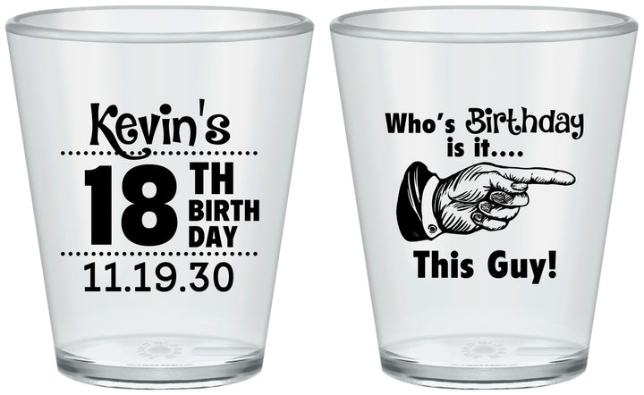 Custom Birthday Plastic Shot Glasses - 18th | 20046