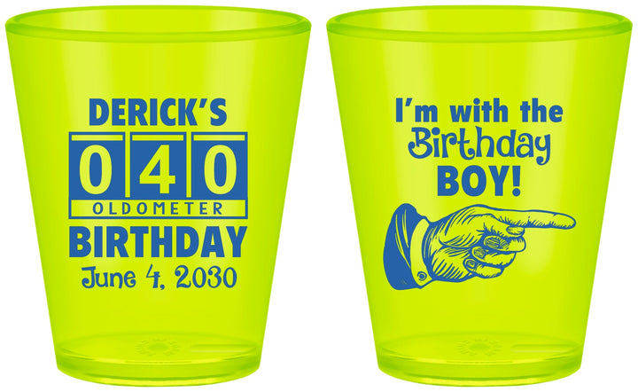 Custom Birthday Plastic Shot Glasses - 40th | 20047
