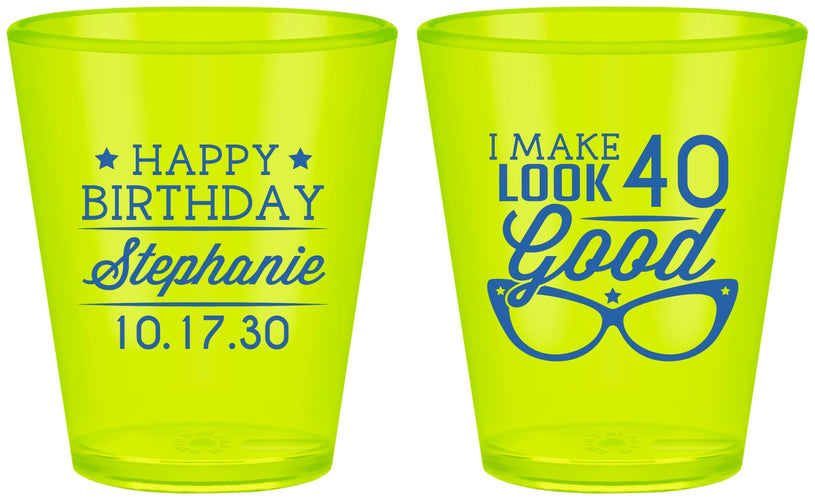 Custom Birthday Plastic Shot Glasses - 40th | 20048