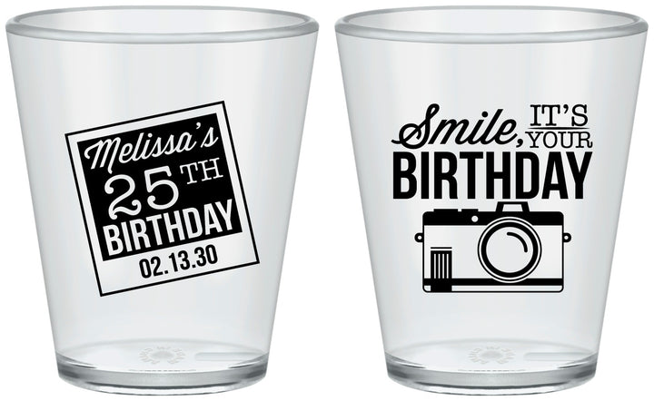 Custom Birthday Plastic Shot Glasses - 25th | 20053