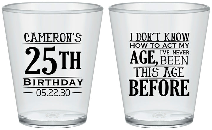 Custom Birthday Plastic Shot Glasses - 25th | 20054