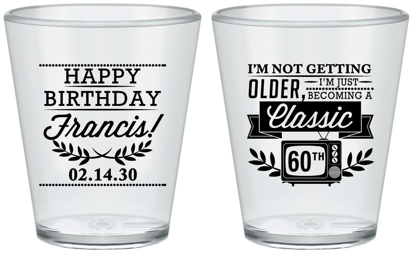 Custom Birthday Plastic Shot Glasses - 60th Classic Tv | 20057