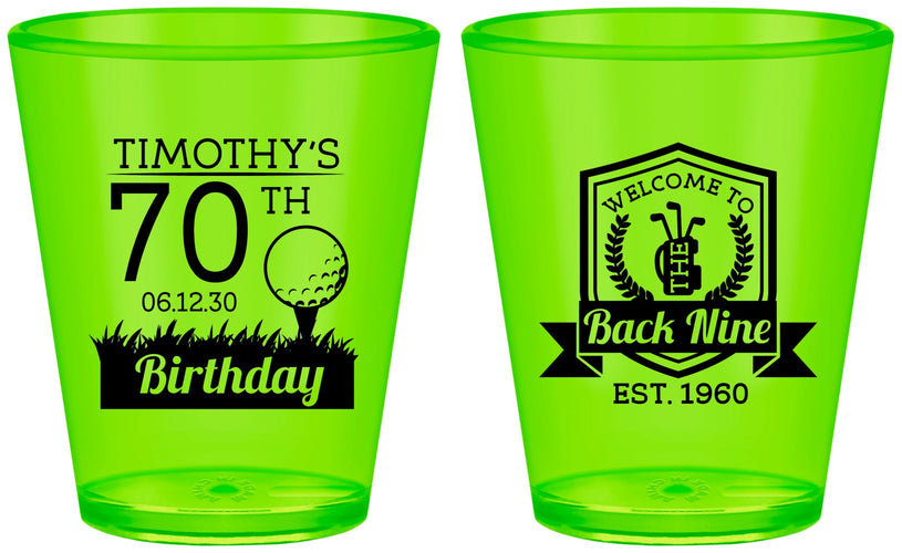 Custom Birthday Plastic Shot Glasses - 70th Golf | 20061