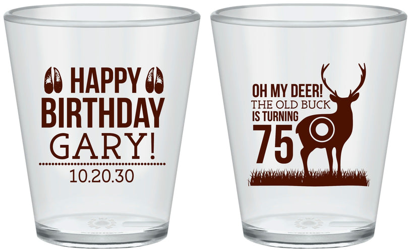 Custom Birthday Plastic Shot Glasses - 75th Hunting | 20063