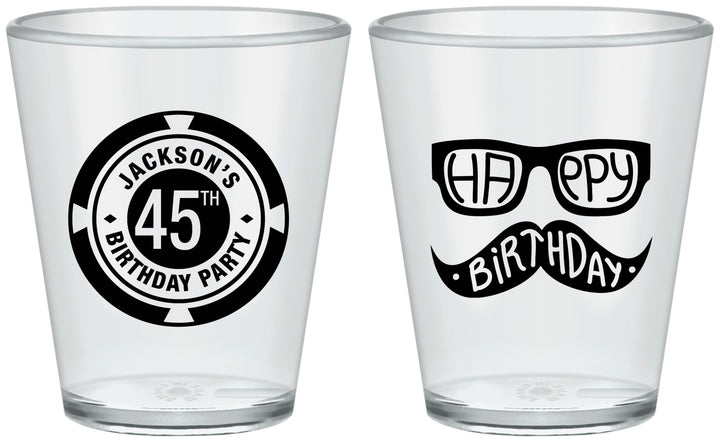 Custom Birthday Plastic Shot Glasses - 45th Las Vegas | 20064