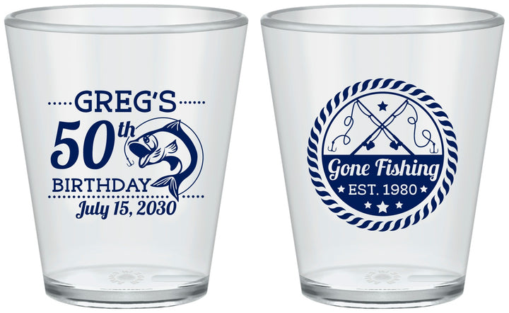 Custom Birthday Plastic Shot Glasses - 50th Nautical | 20065