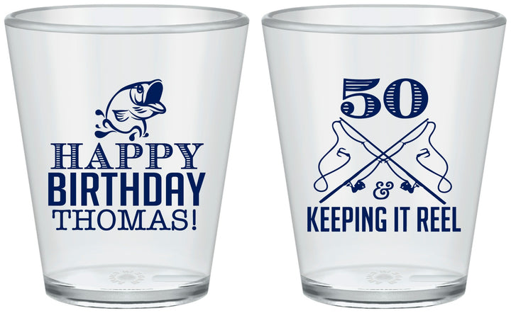 Custom Birthday Plastic Shot Glasses - 50th Keeping It Reel | 20066
