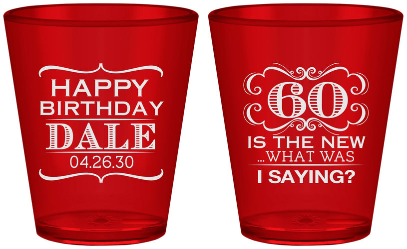 Custom Birthday Plastic Shot Glasses - 60th | 20070