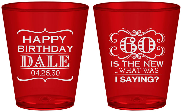 Custom Birthday Plastic Shot Glasses - 60th | 20070