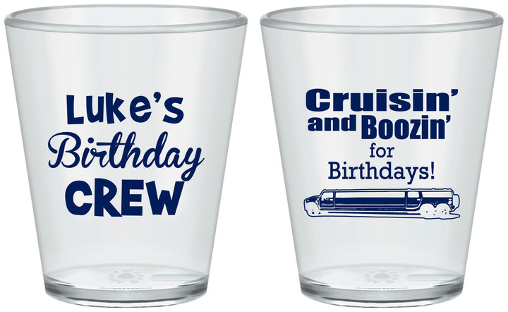 Custom Birthday Plastic Shot Glasses - Crusin Boozin | 20073