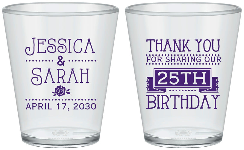 Custom Birthday Plastic Shot Glasses - 25th | 20075