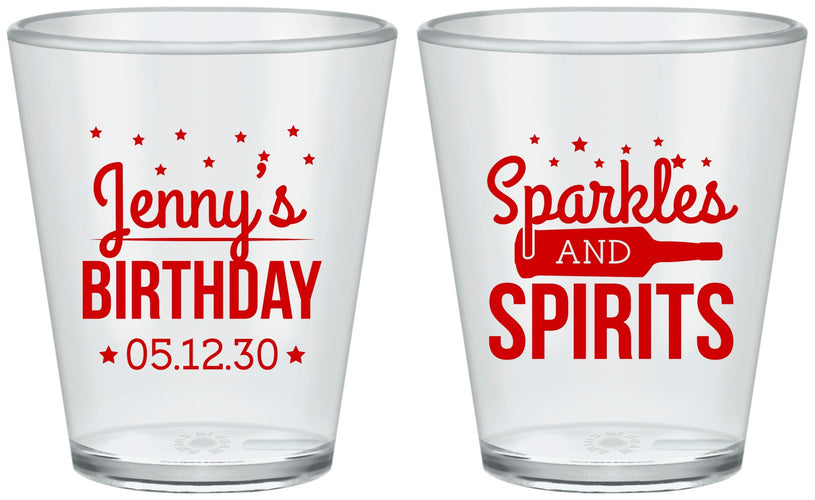 Custom Birthday Plastic Shot Glasses - Sparkles Spirits | 20083